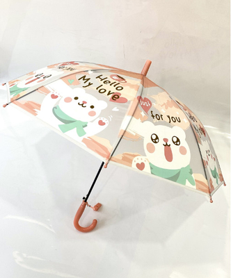 19 "8K Auto POE Transparent Cartoon Pattern Parapluie à os droits pour enfants avec sifflet