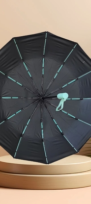 UPF 50 Auto ouvert / fermé Pongee UV parapluie de plage 23 pouces 12 côtes Strong Windproof