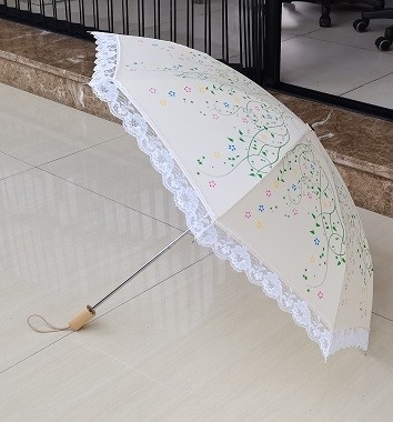 Super léger 2 parapluie rétro pliable cadre satiné côtes en fibre de verre manuel ouvert 19 pouces 8 panneaux