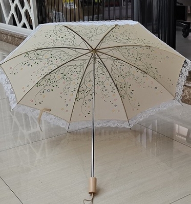 Super léger 2 parapluie rétro pliable cadre satiné côtes en fibre de verre manuel ouvert 19 pouces 8 panneaux