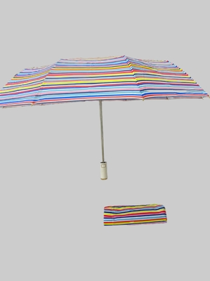 Parapluie compact automatique à trois couches avec cadre métallique robuste et poignée en plastique