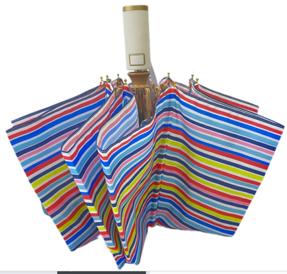 Parapluie compact automatique à trois couches avec cadre métallique robuste et poignée en plastique