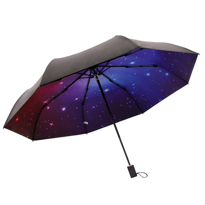 Étanche au vent 8 côtes parapluie pliable automatique avec poignée en caoutchouc en tissu astral Pongee