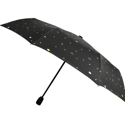 Parapluie automatique pliable à arbre métallique avec cadre en fibre de verre