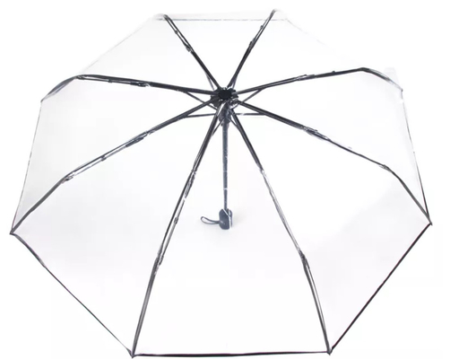 Un parapluie transparent compact et triple s'intègre dans un sac