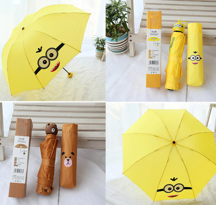 Adorable parapluie pliante pour enfants avec poignée en caoutchouc de dessin animé