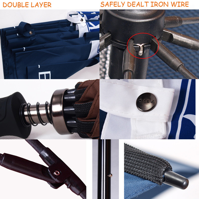 Parapluie de golf auto-ouverte à double couche avec un poteau de fibre de verre mat noir et une poignée en caoutchouc