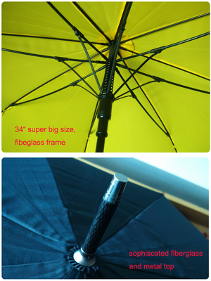 Des parapluies de golf de 29 pouces avec poignées de caoutchouc de protection et des poteaux de fibre de verre robustes