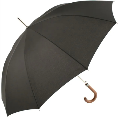 Parapluie automatique en fibre de verre étanche au vent avec poignée en bois en forme de J