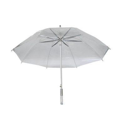Parapluie transparente pour la pluie Les côtes en fibre de verre et le design personnalisé 23 pouces avec arbre en aluminium