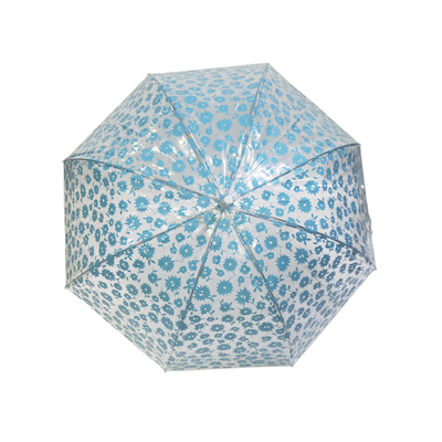 Parapluie transparente de 23 pouces avec emballage personnalisé et arbre en fibre de verre