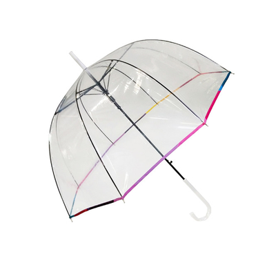 Parapluie en PVC transparente en forme de dôme avec côtes en fibre de verre 23 pouces Logo personnalisé