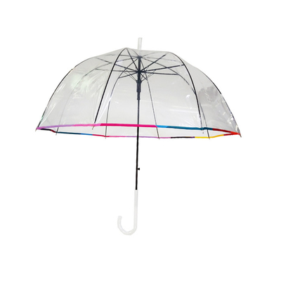 Parapluie en PVC transparente en forme de dôme avec côtes en fibre de verre 23 pouces Logo personnalisé