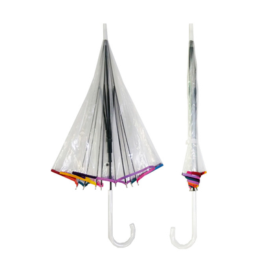 Parapluie en PVC transparente en forme de dôme avec côtes en fibre de verre 23 pouces Logo personnalisé