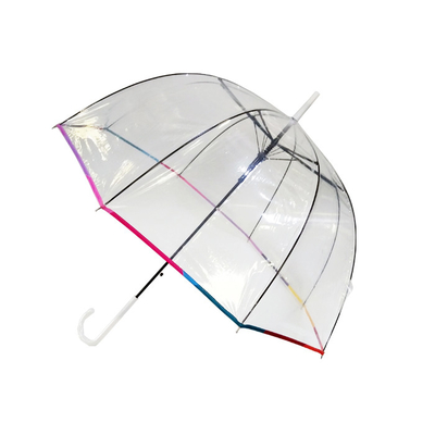 Parapluie en PVC transparente en forme de dôme avec côtes en fibre de verre 23 pouces Logo personnalisé