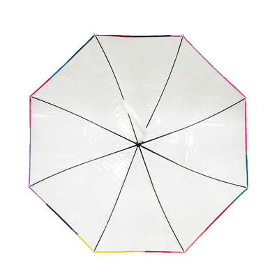 Parapluie en PVC transparente en forme de dôme avec côtes en fibre de verre 23 pouces Logo personnalisé