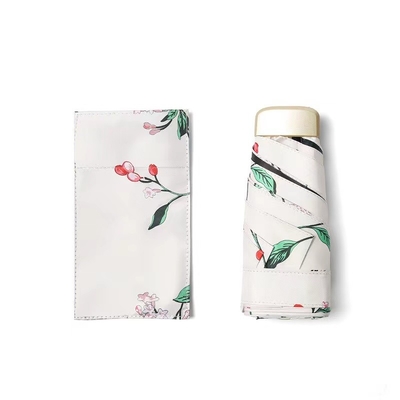 5 plis 6 côtes Petit léger Facile à transporter parapluie avec tissu Pongee personnalisable