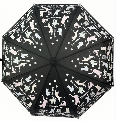 Parapluie à l'épreuve du vent à base de bâton créatif magique qui change de couleur lorsqu'il est mouillé