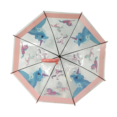 Parapluie compacte pour enfants de 19 pouces avec tissu POE et imprimante Unicorn sifflet accidentel