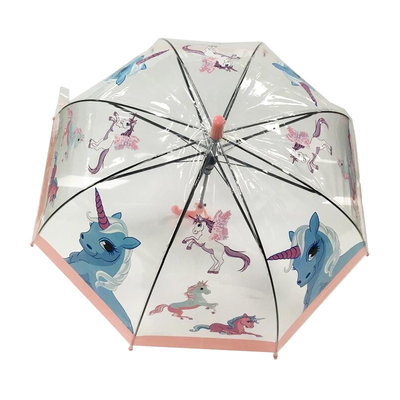 Parapluie compacte pour enfants de 19 pouces avec tissu POE et imprimante Unicorn sifflet accidentel