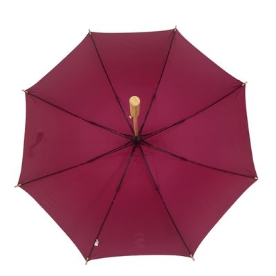 Windproof Burgandy Golf Parasol  Compact Golf Raincoat With Bamboo Handle