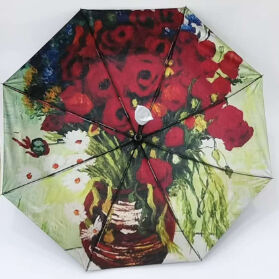 Parapluie de voyage automatique à trois volets avec protection UV et ouverture/fermeture automatique, motif Vincent Van Gogh (21 pouces - 8K)