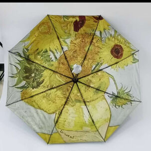 Parapluie de voyage automatique à trois volets avec protection UV et ouverture/fermeture automatique, motif Vincent Van Gogh (21 pouces - 8K)