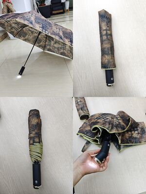 Parapluie d'ouverture/fermeture automatique éclairée à LED avec bande réfléchissante pour la visibilité nocturne