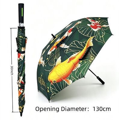 Custom Printed New Chinese Design Windproof Auto Large Size Golf Umbrella Double Canopy Outdoor