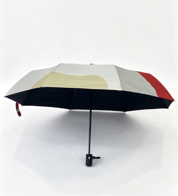 Parapluie compact à ouverture automatique avec correspondance de couleurs élégante, tissu à colle noire anti-UV, pliable et coupe-vent pour les trajets quotidiens et le camping