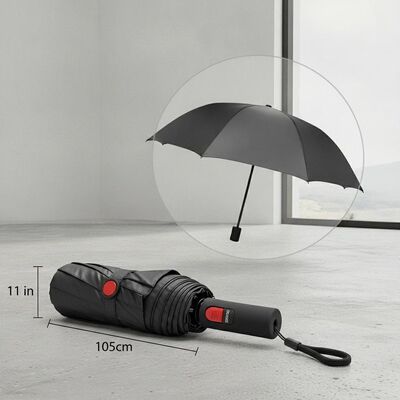 Longueur plié 11 pouces Parapluie de voyage automatique comprenant un diamètre ouvert de 105 cm et un contrôle manuel d'ouverture et de fermeture assurant une couverture