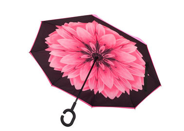 Parapluie classique de parapluie de poignée formé par C de femmes roses pour le temps d'éclat de pluie
