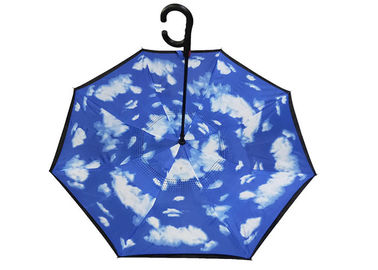 8 le parapluie inversé protégeant du vent du pongé 190T de panneau pour la fibre de verre de poignée de voiture nervure le cadre