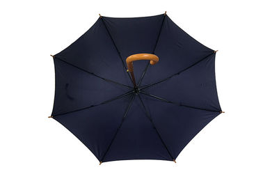 Poignée incurvée en bois de parapluie de bleu marine des hommes durables pour le temps d'éclat de pluie
