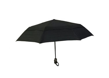 Double couche de parapluie pliable fort noir de voyage pour le temps venteux