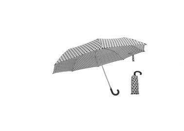 Parapluie se pliant léger, poignée en aluminium du cadre J de parapluie de trois fois
