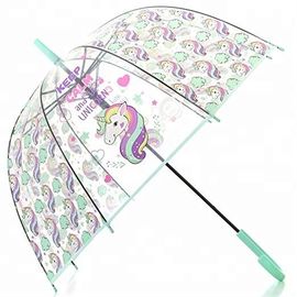Parapluie transparent de licorne de style de dôme de cadeau, parapluie en plastique clair de bulle