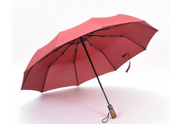 Cadre renforcé par poignée en bois se pliant protégeant du vent automatique léger de parapluie