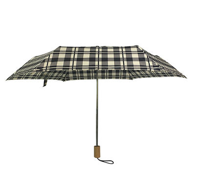 La poignée en bois ouverte de manuel de GV vérifient imprimer le parapluie pliable