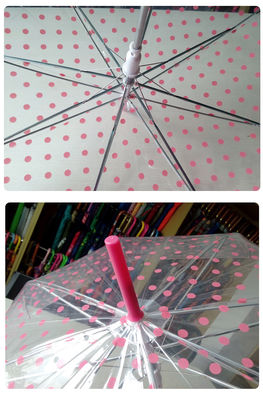 Parapluie transparent de pluie de POE de point de rose de poignée de J pour des enfants