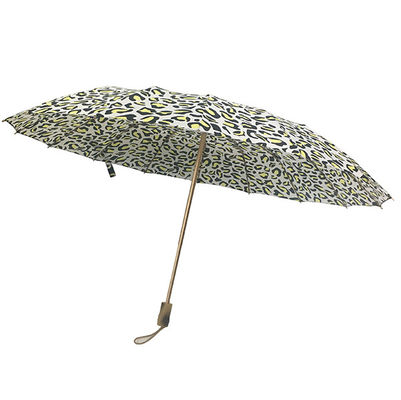 Parapluie pliable ouvert de 16 nervures du cadre 3 de manuel en aluminium d'or de section