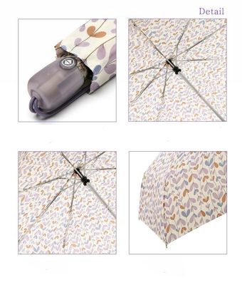 Parapluie pliable de feuille du modèle 8mm d'axe coloré en métal pour des femmes