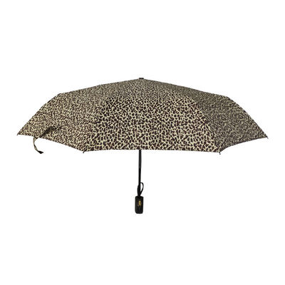 Parapluie compact de fois du polyester 190T trois de léopard