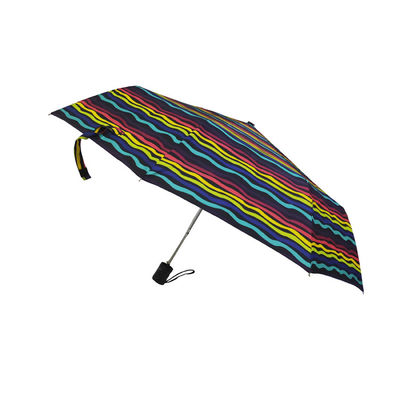 Transfert de chaleur imprimant les parapluies se pliants du pongé 190T avec la conception de rayure
