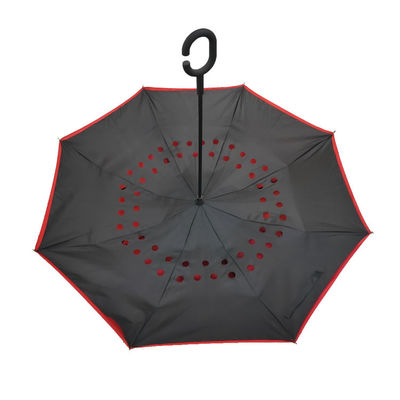 Parapluie incassable renversé de tempête de double couche avec la poignée de crochet de C