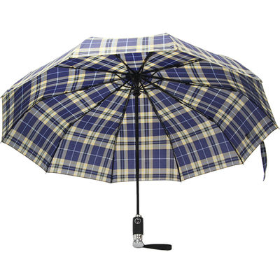 Vérifiez et barrez le parapluie pliable du tissu 3 de pongé d'axe en métal pour les hommes