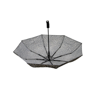 Parapluie fois d'impression de léopard de la fin 3 manuels ouverts automatiques avec l'axe en métal de 8mm