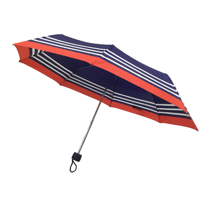 Parapluie pliable de pongé de cadre de zinc de rayure bleue pour des dames