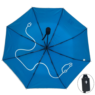 Parapluie compact étroit ouvert automatique de pliage de double couche avec de doubles nervures de fibre de verre