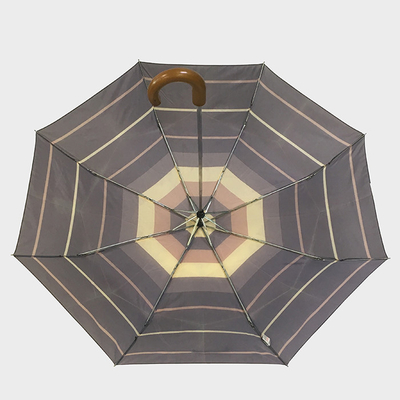 Parapluie pliable de J de polyester en bois ouvert manuel de la poignée 190T